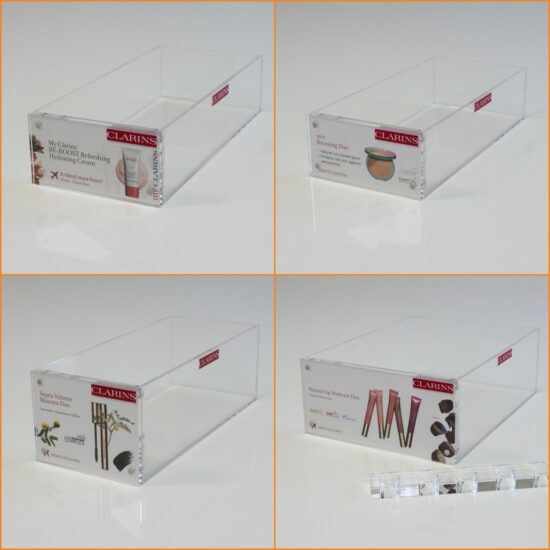 Boites Vendeuses CLARINS Fabriquant de plv plastique